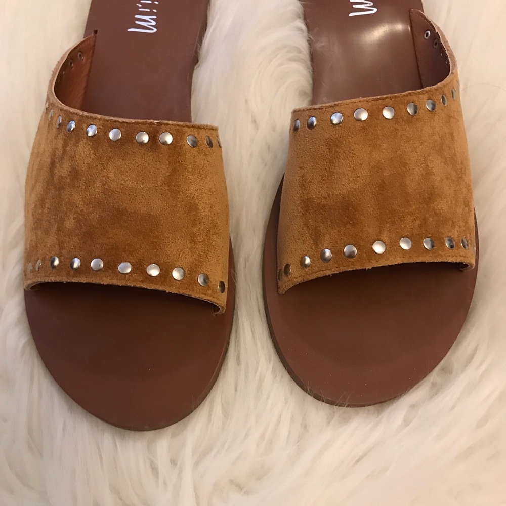 Kennedy Camel Studded Asymmetrical Slide Sandal